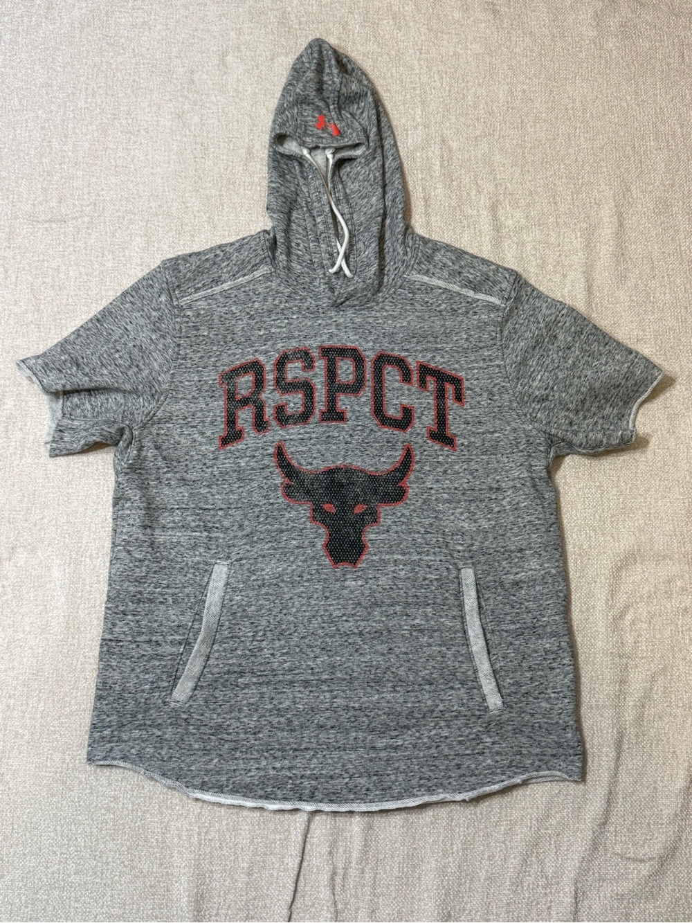 Under Armour Project Rock RSPCT Hoodie L Gray Short Sleeve Gym Streetwear